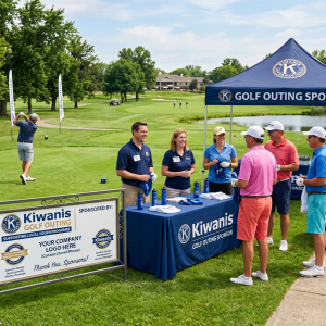 Sponsorship tent on the golf course.